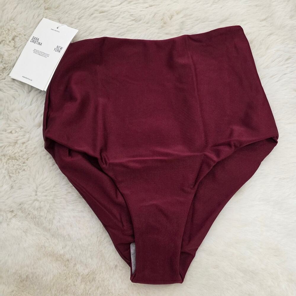 NWT Sara Cristina New York Burgundy High Waist Bikini Swim Bottom XS
